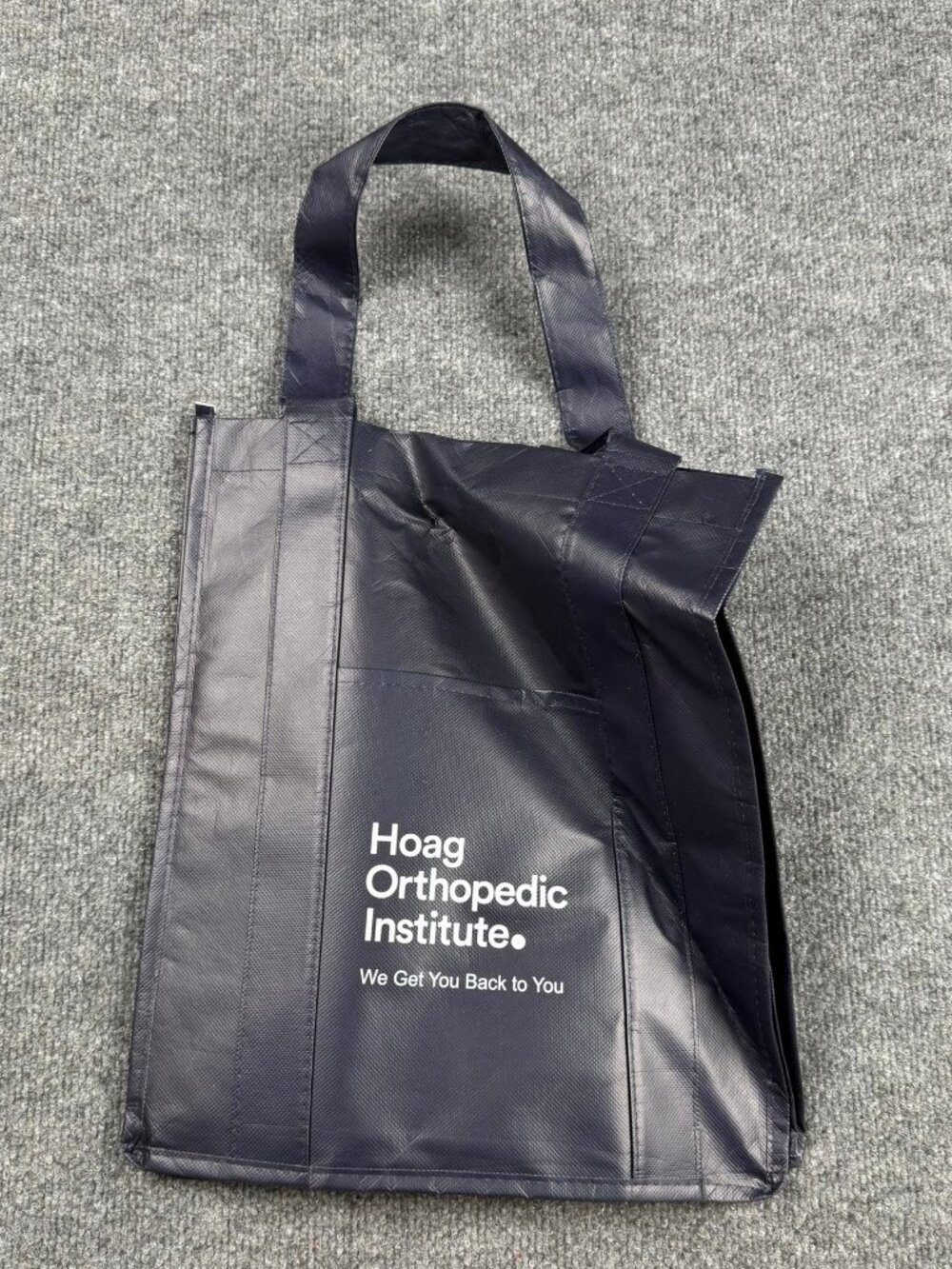 Hoag Orthopedic Institute Blue Reusable Grocery Shopping Tote Bag Front Pocket